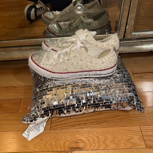 Converse Cream Pearl Embellished Sneakers - Bridal - Picture 6 of 7